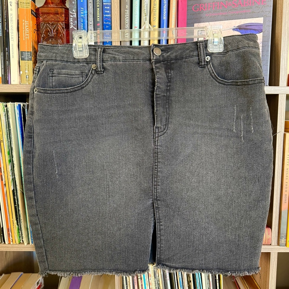 Faded Glory Dark Gray Denim Skirt